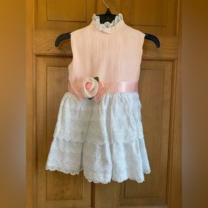 Vintage Girls Size 6 Dorissa of Miami Pink & White Dress. 1970’s